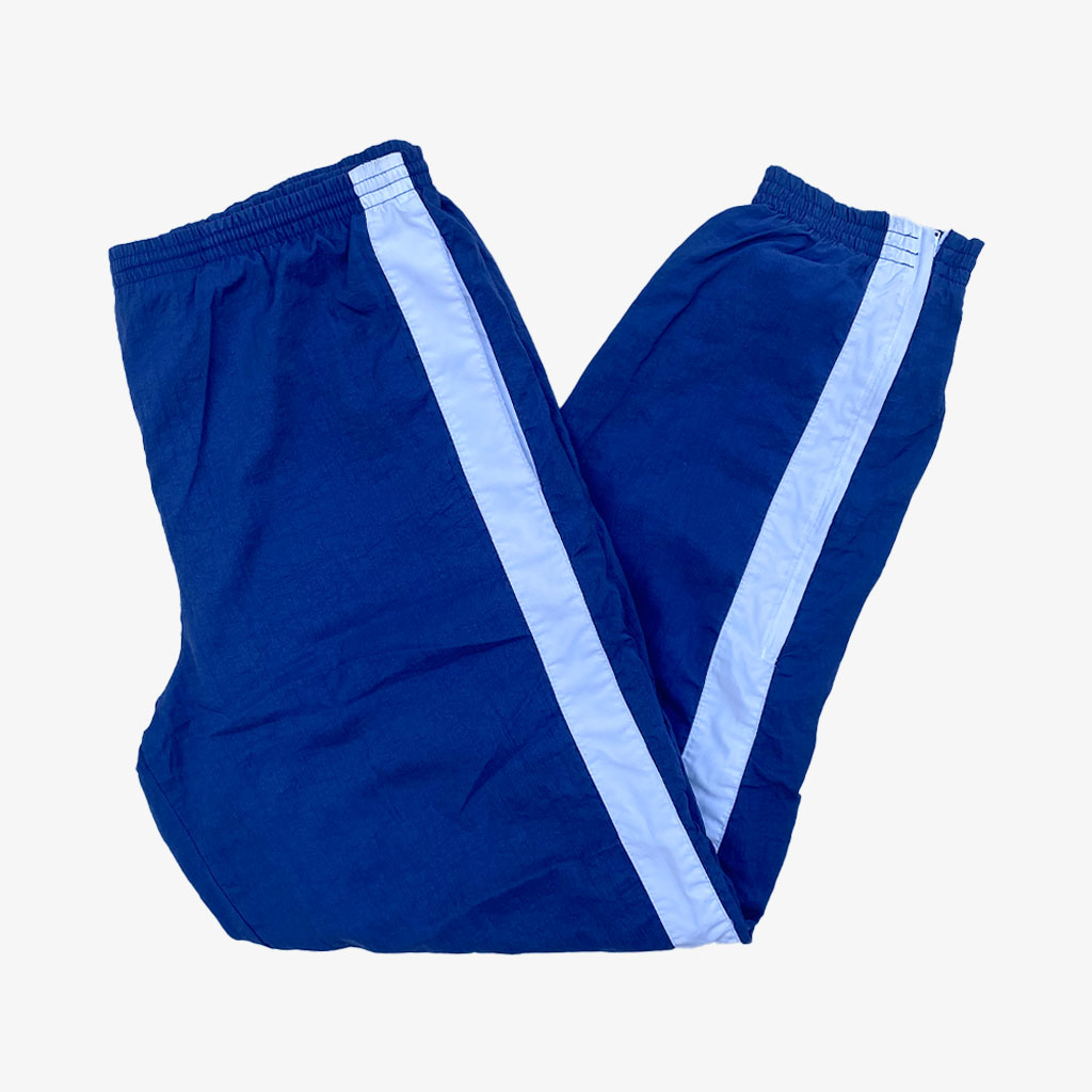 Vintage Nike Jogginghose 90s S in dunkelblau mit Streifen, kein Swoosh | Vintage Online Shop www.unique-resale.com