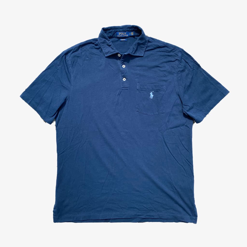 Vintage Polo Ralph Lauren Poloshirt M in dunkelblau | Vintage Online Shop www.unique-resale.com