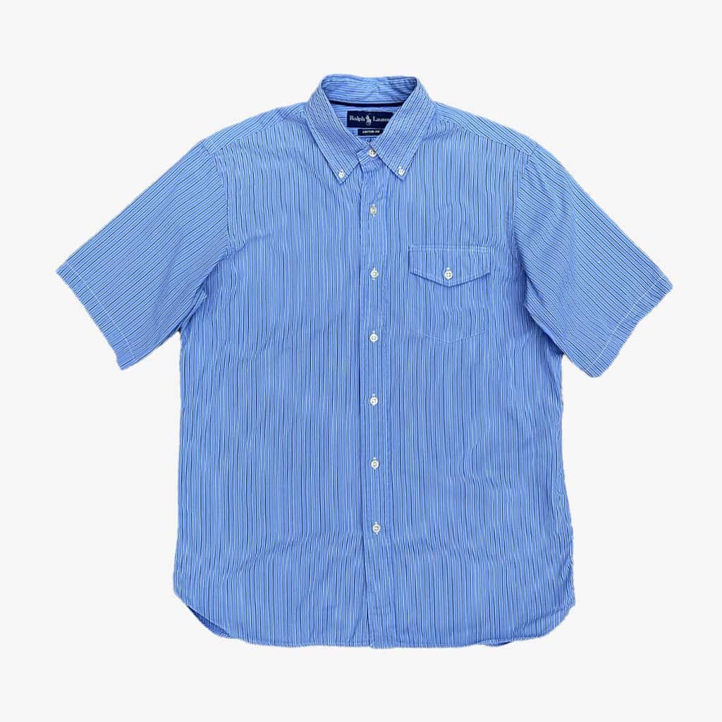 Vintage Polo Ralph Lauren Hemd Custom Fit M in blau mit Streifen | Vintage Online Shop www.unique-resale.com