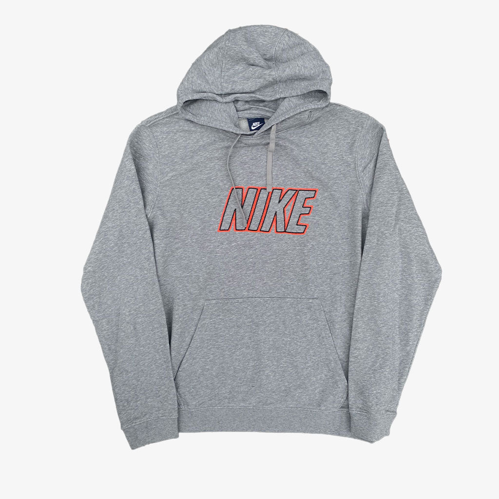 Vintage Nike Kapuzenpullover Spellout L in grau | Vintage Online Shop Unique-Resale