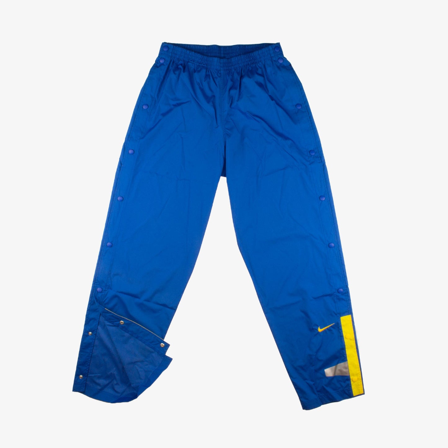 Vintage Nike Trackpants M Blau/Gelb Logo vorne Knöpfe