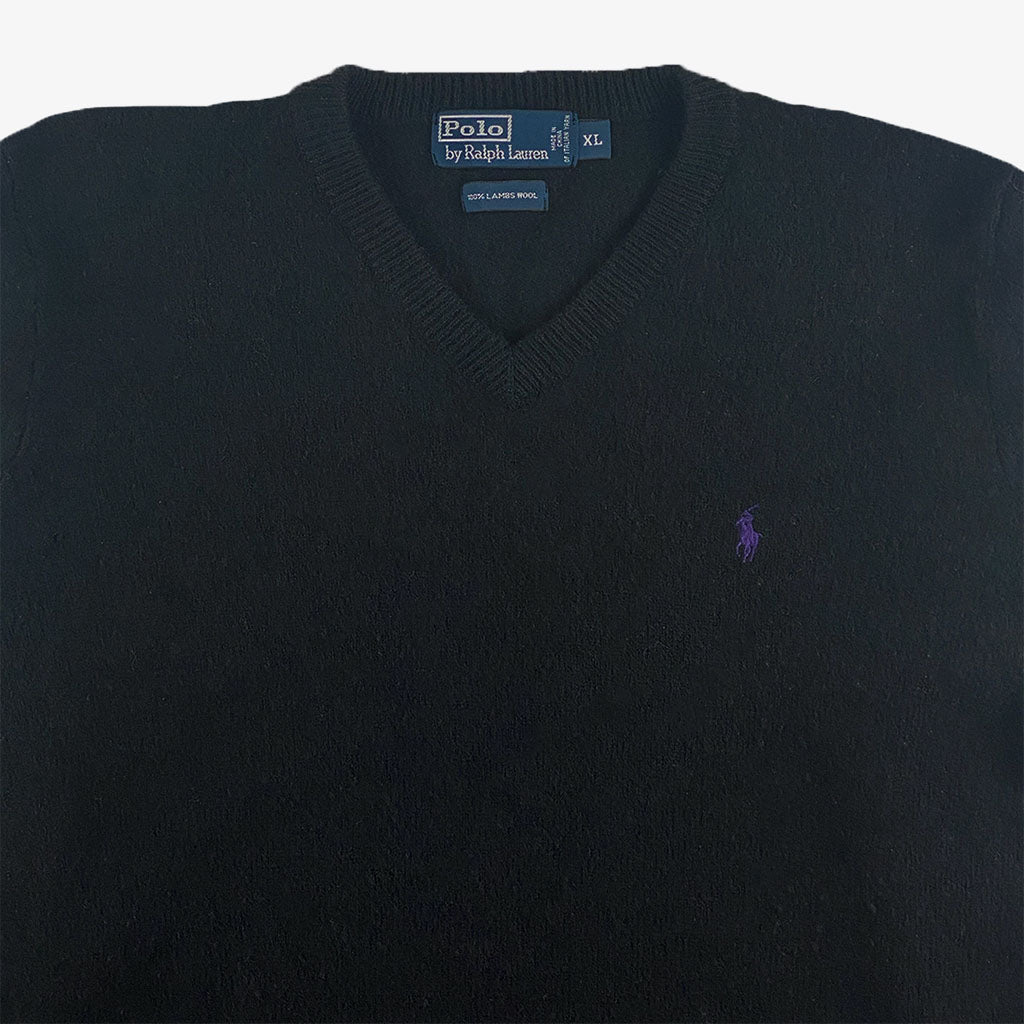 Vintage Polo Ralph Lauren Strickpullover XL in schwarz close | Vintage Online Shop Unique-Resale aus Deutschland