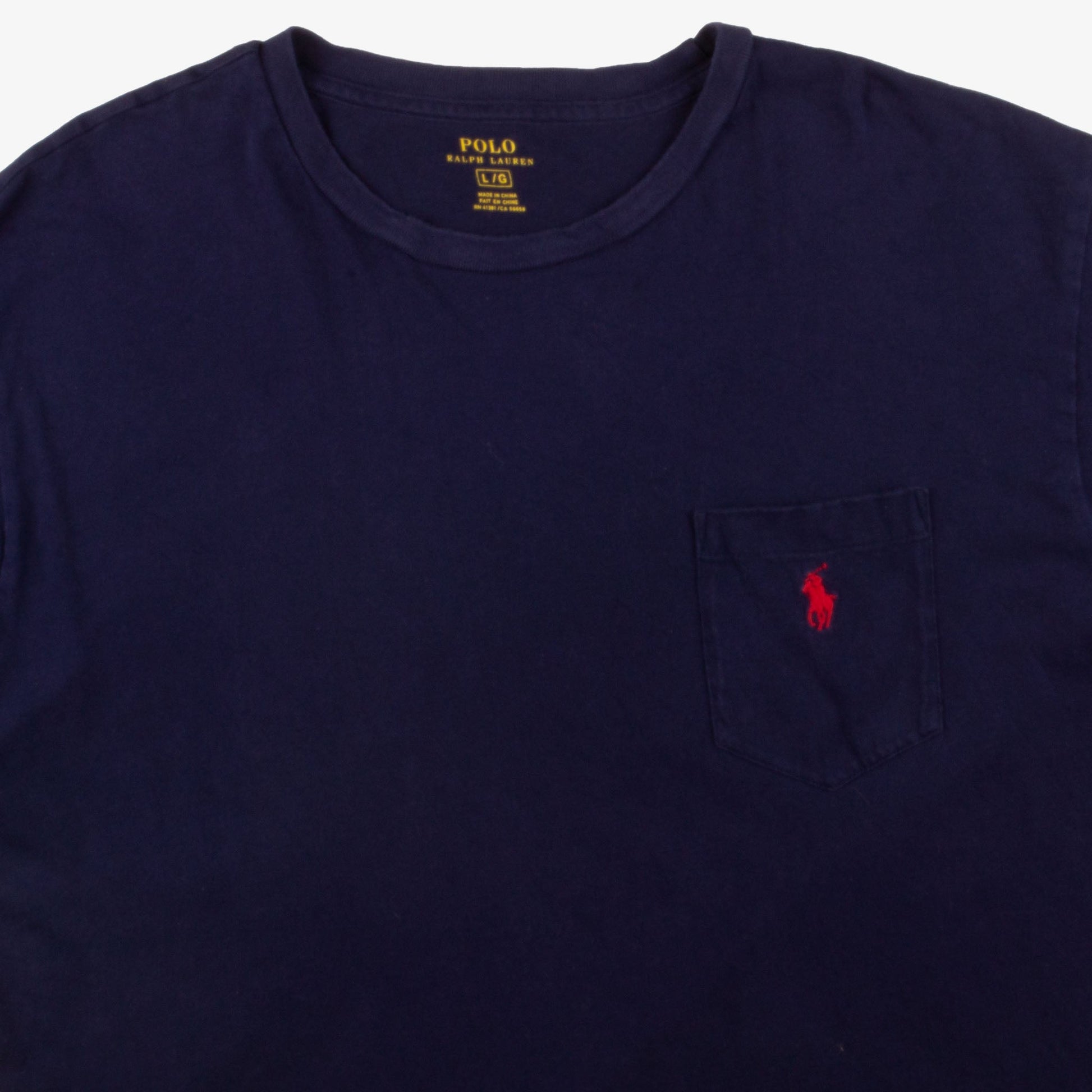 Vintage Polo Ralph Lauren T-Shirt L Blau Logo Vorne