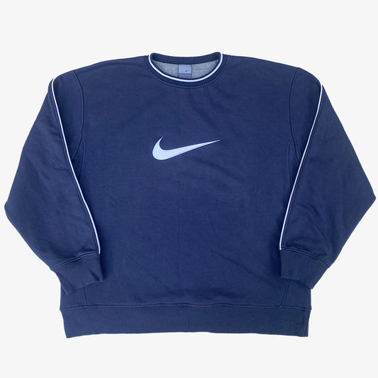 Vintage Nike Pullover Big Swoosh 00s XXL in dunkelblau  | Vintage Online Shop Unique-Resale 