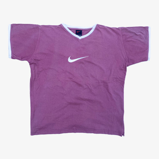 Vintage Nike T-Shirt Big Swoosh 00s in dunkelrot | Vintage Online Shop Unique-Resale