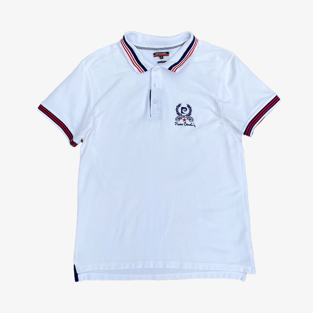 Vintage Pierre Cardin Poloshirt XL in weiß | Vintage Online Shop www.unique-resale.com