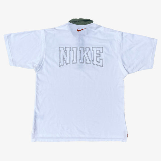 Vintage RARE Nike Poloshirt Big Backlogo 00s XL in weiß | Vintage Online Shop Unique-Resale
