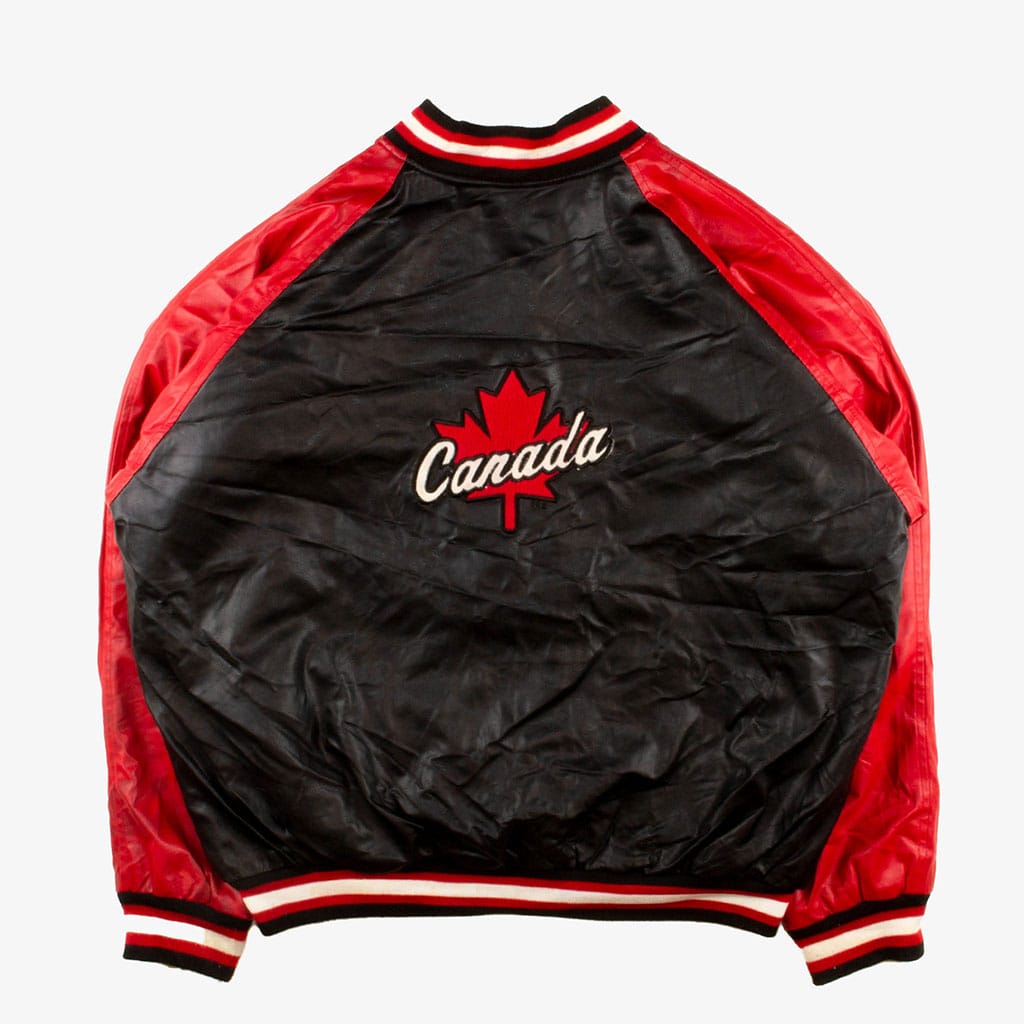 Vintage Canada Collegejacke L Schwarz/Rot Logo hinten