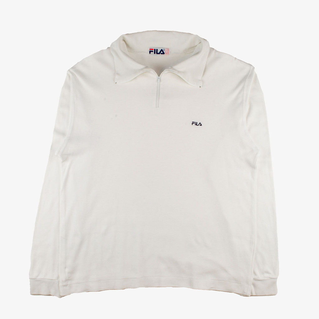 Vintage FILA Zipper-Pullover weiß M vorne Logo