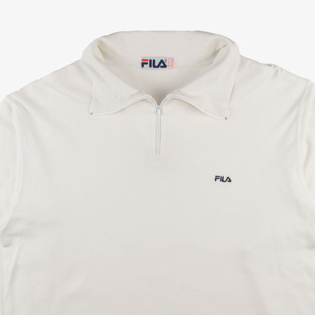  Vintage FILA Zipper-Pullover weiß M vorne Logo