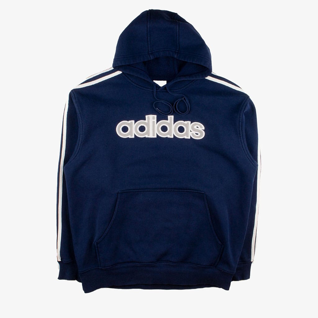 Vintage Adidas Hoodie M Dunkelblau vorne Logo