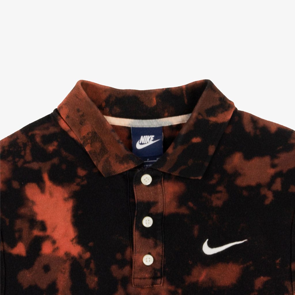  Vintage Nike Poloshirt Dunkelblau/Gebatikt S Vorne Etikett