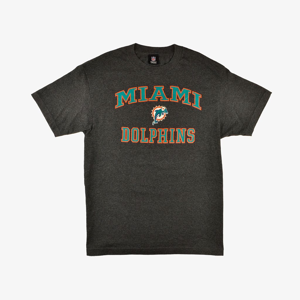  Vintage Miami Dolphins T-Shirt L in dunkelgrau vorne Logo | Vintage Online Shop Unique-Resale