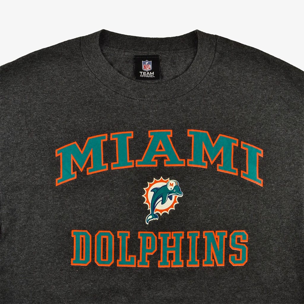  Vintage Miami Dolphins T-Shirt L in dunkelgrau vorne Logo | Vintage Online Shop Unique-Resale