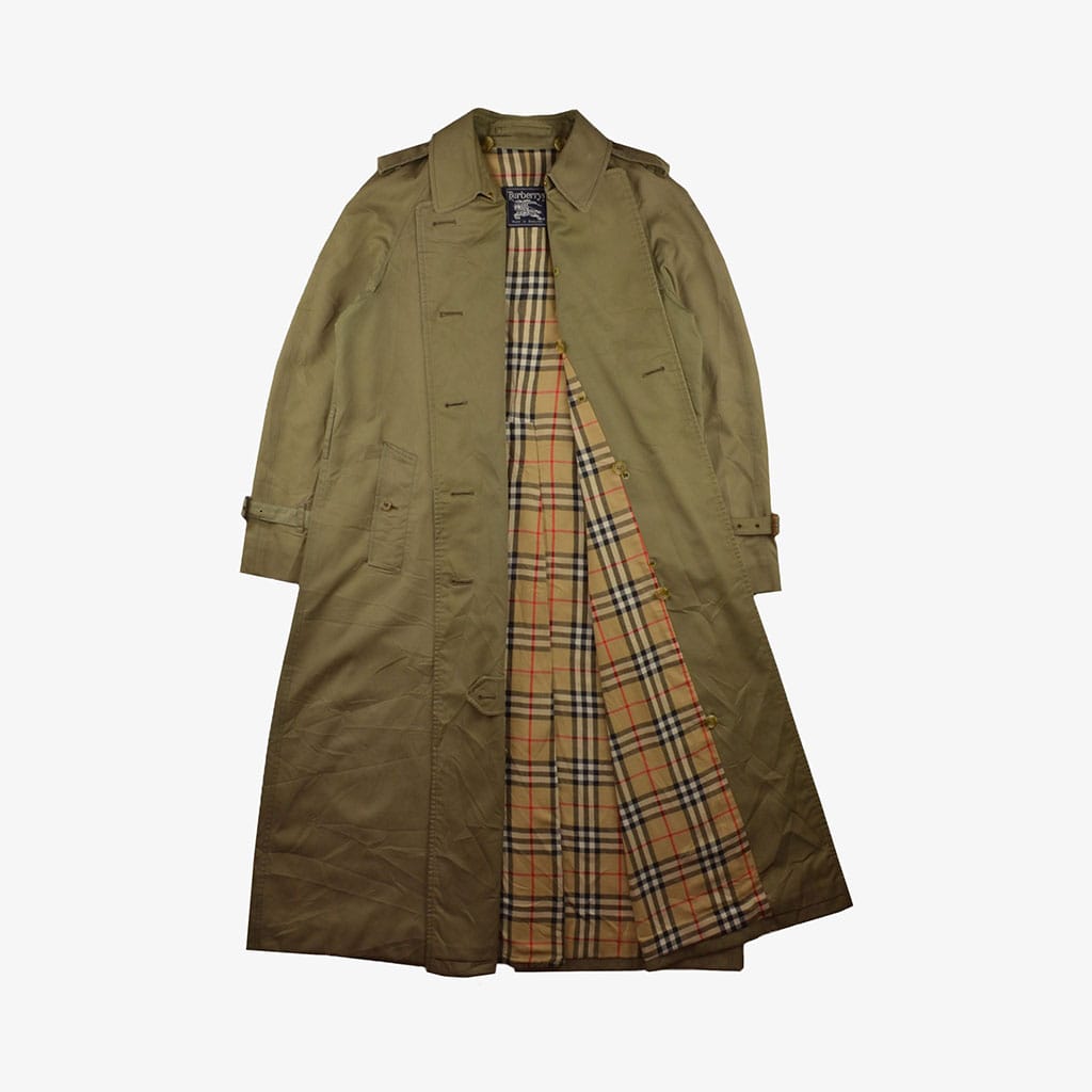 Vintage Burberry Mantel M grün vorne | Vintage Online Shop Unique-Resale