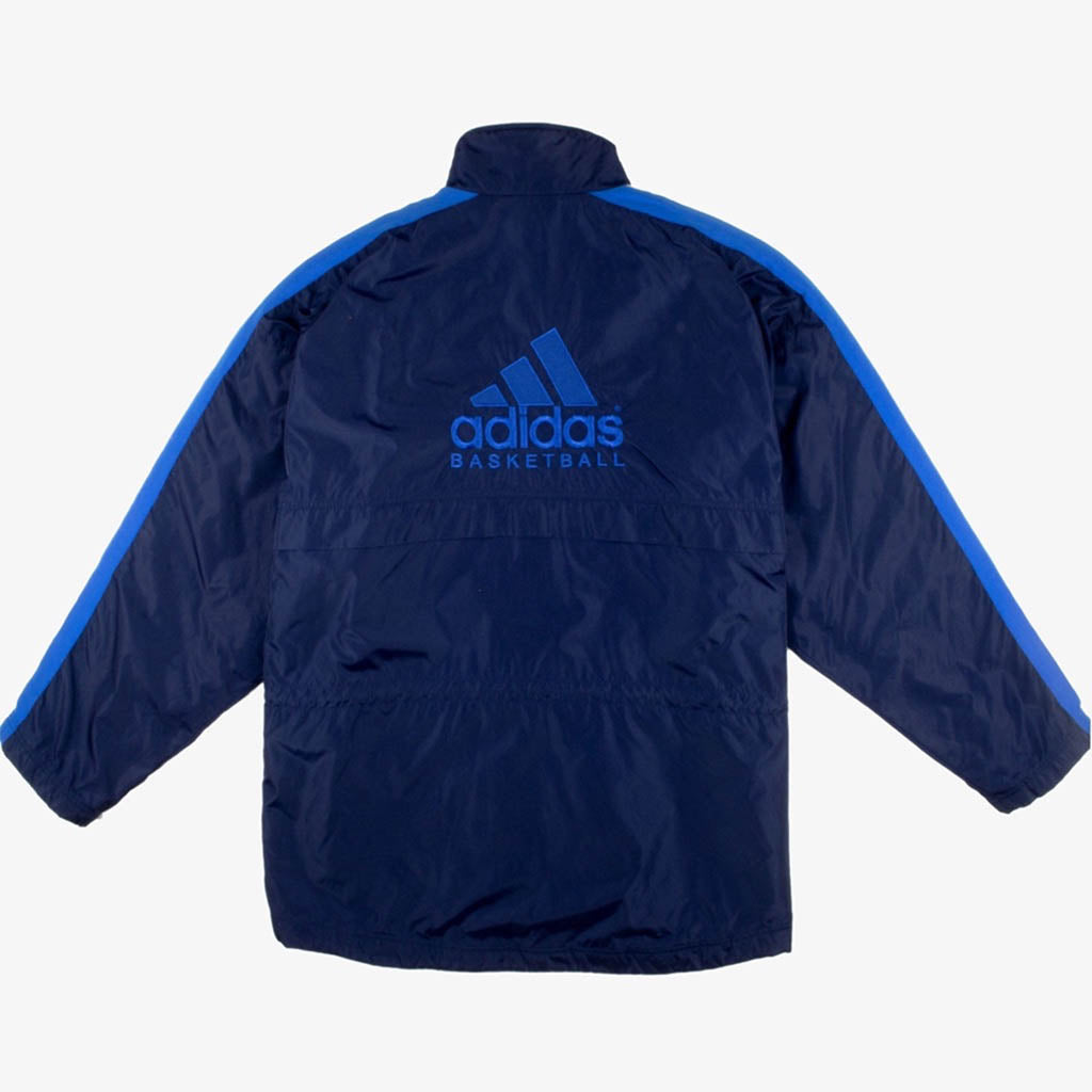 Vintage Adidas Basketball Jacke XXL Blau Hinten Logo