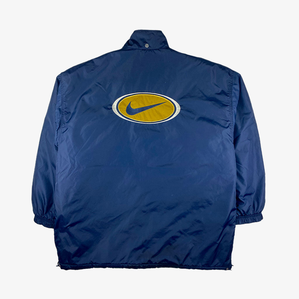 Vintage Nike Jacke Big Swoosh 90s XL in dunkelblau | Vintage Online Shop Unique-Resale 
