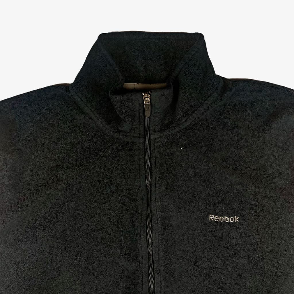 Vintage Reebok Fleece Jacke L in schwarz | Vintage Online Shop Unique-Resale 