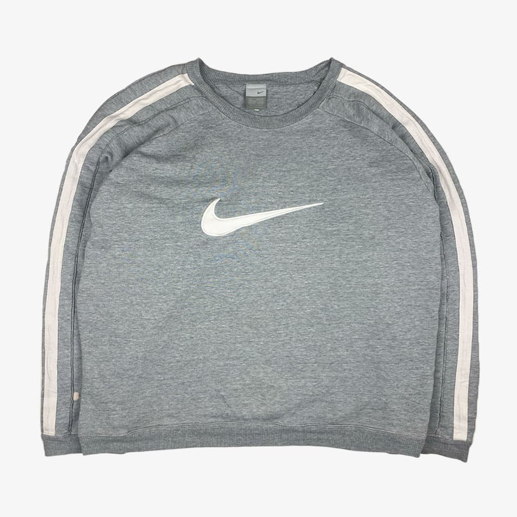 Vintage Nike Pullover Big Swoosh 00s L in grau | Vintage Online Shop Unique-Resale