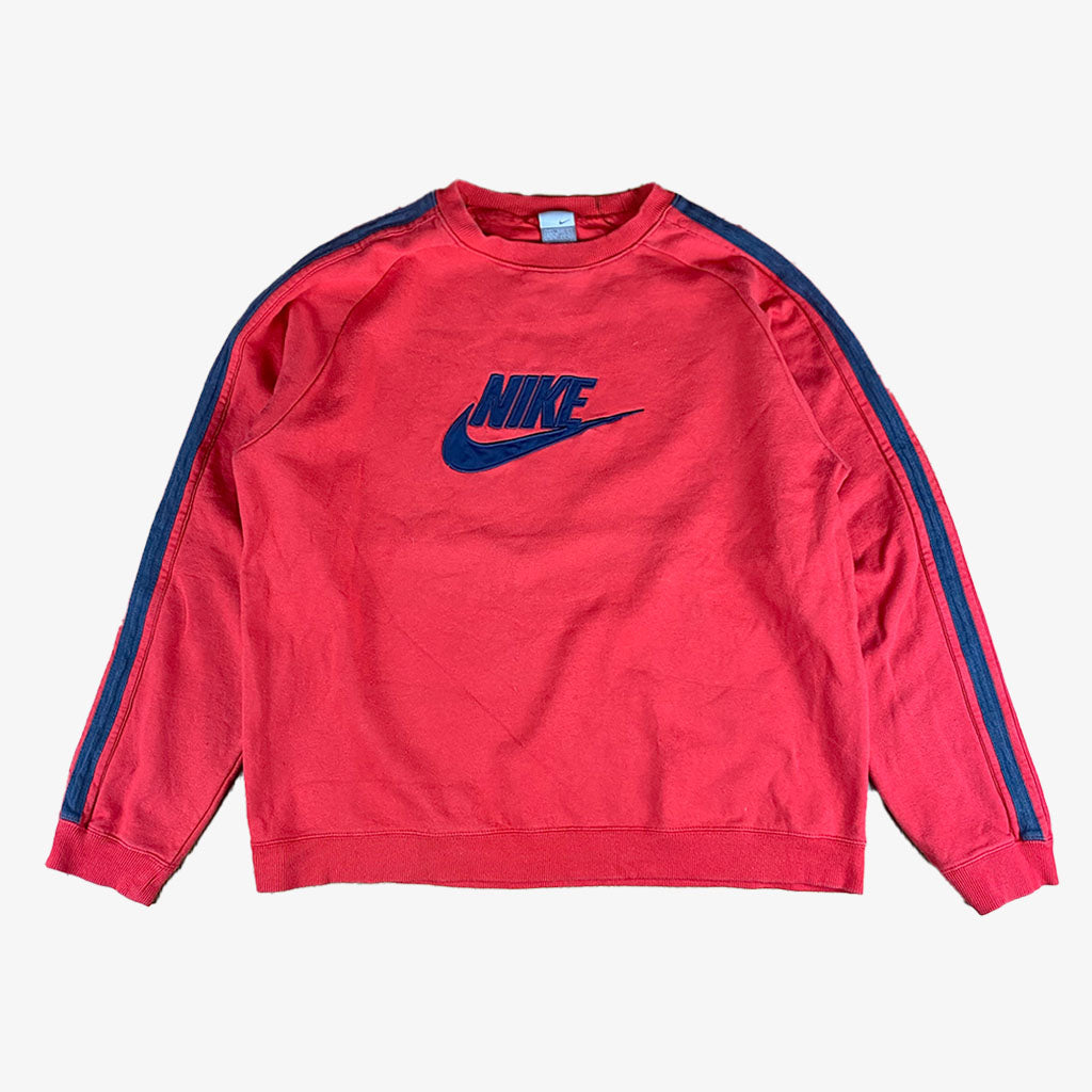Vintage Nike Pullover Big Swoosh 00s L in rot | Vintage Online Shop Unique-Resale