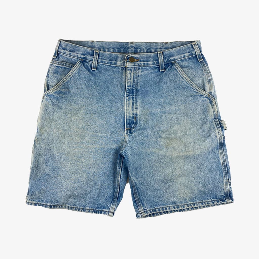 Vintage Carhartt Jeans Shorts Größe W36 in hellblau | Vintage Online Shop Unique-Resale aus Deutschland