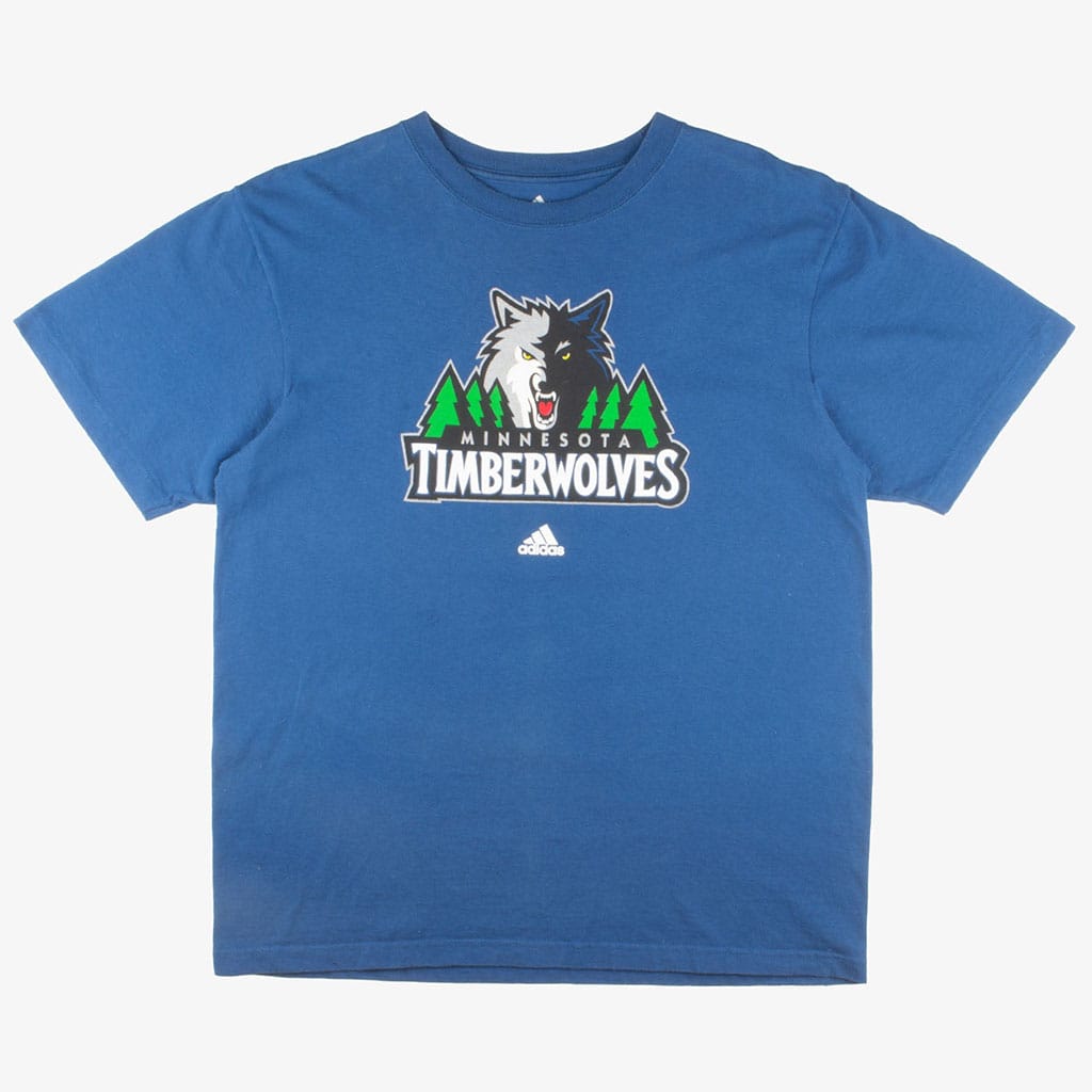 Vintage Adidas T-Shirt L Blau Logo Vorne